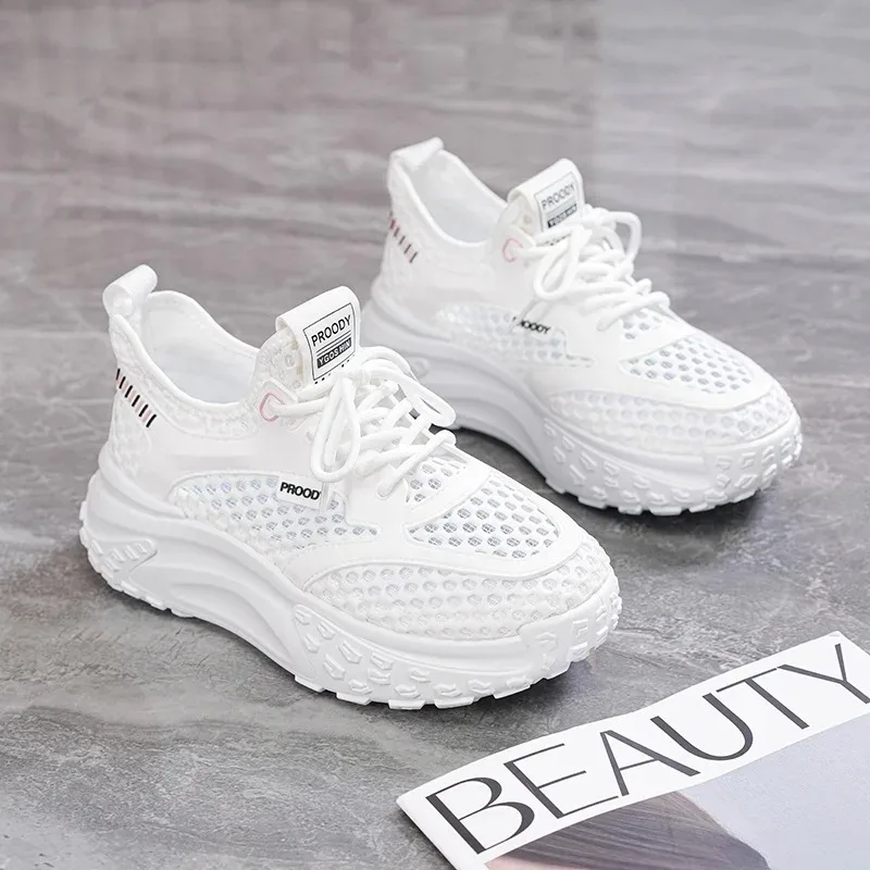 

Summer Breathable Running Women's Shoes New 2025 Mesh Lightweight Soft Sole Shock-absorbing Casual Sneakers Platform Shoes