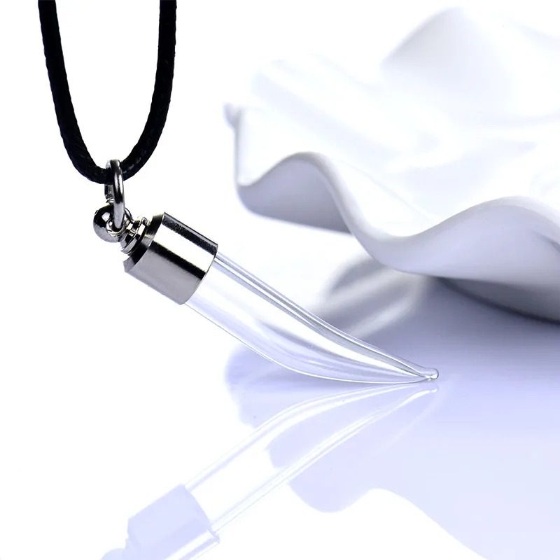1PC Glass Perfume Bottle Pendant Necklaces Black Cord Chain Name on Rice Glass Bottle NecklaceKeepsake Jewelry