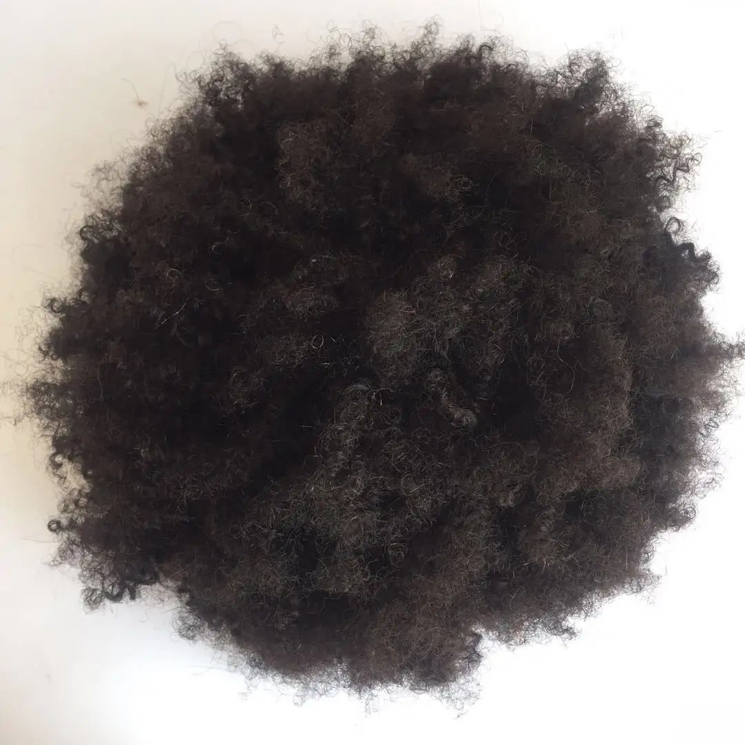 Wig rambut palsu pria dasar renda penuh keriting Afro 6mm untuk pria warna hitam simpul pemutih sejuk Wig prostesis lama renda