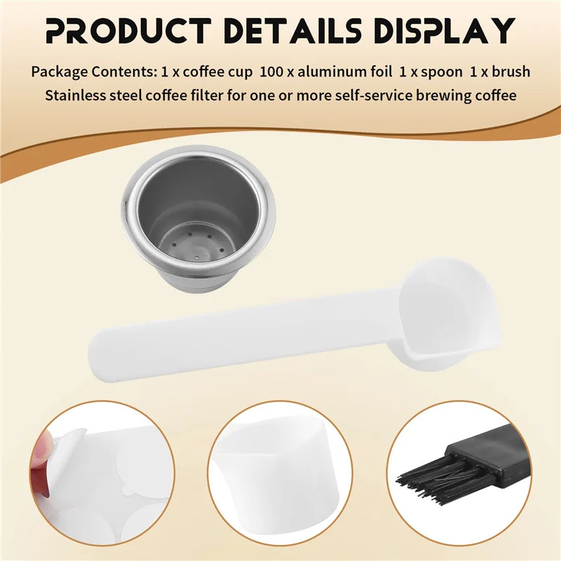 ABBK-1 dosettes 100 joints en acier inoxydable rechargeable Nespresso café Capsule réutilisable pour Machine Nespresso expresso cafetière C