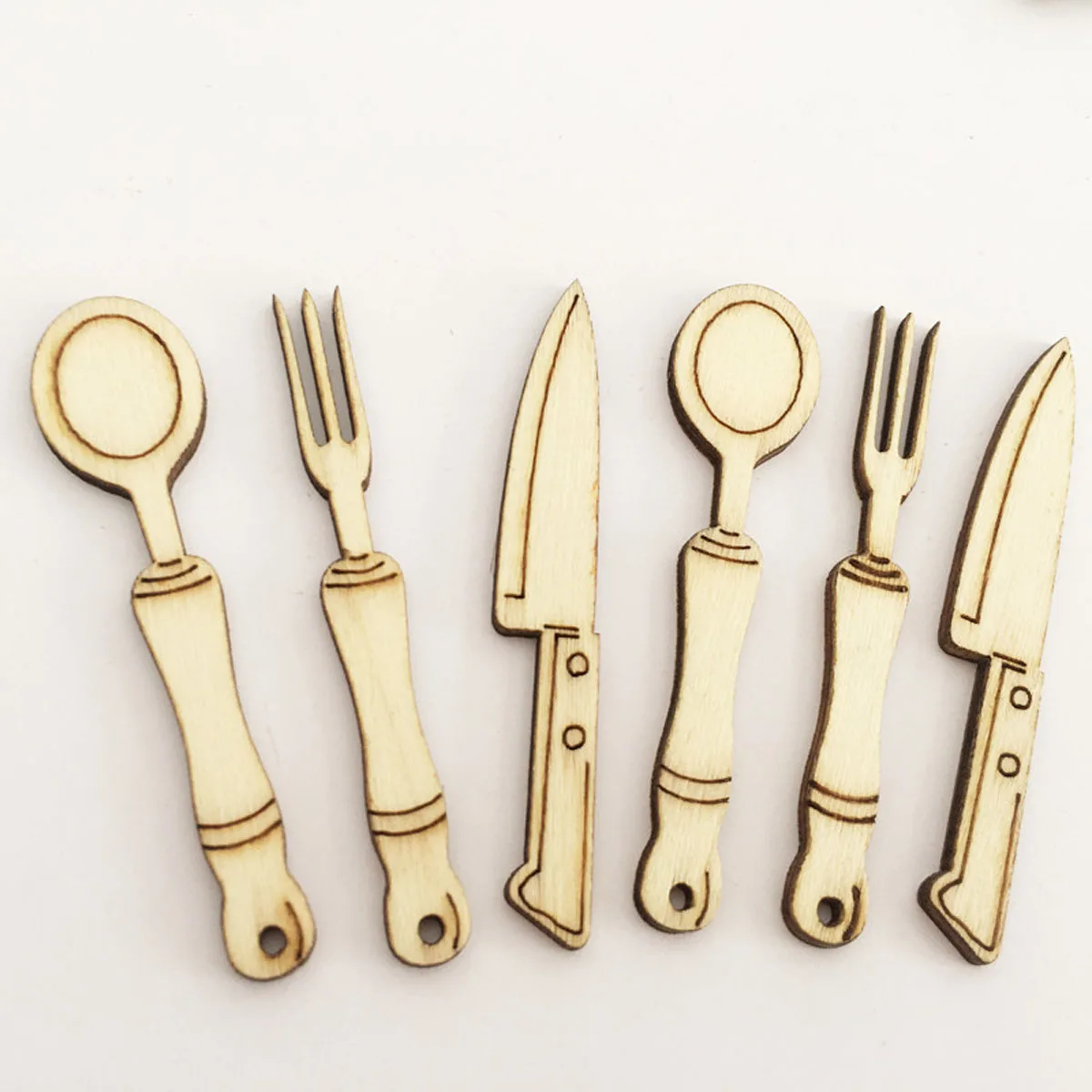 

30 Pcs Craft Tableware Unique Pattern Disposable Wooden Untensils Cutlery Set for Kids Party DIY Safe Material