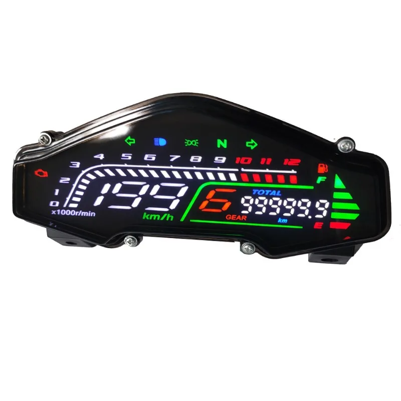 

Motorcycle LCD Instrument Assembly Street Odometer Tachometer Fuel Gauge Speedometer Digital Display Meter Universal