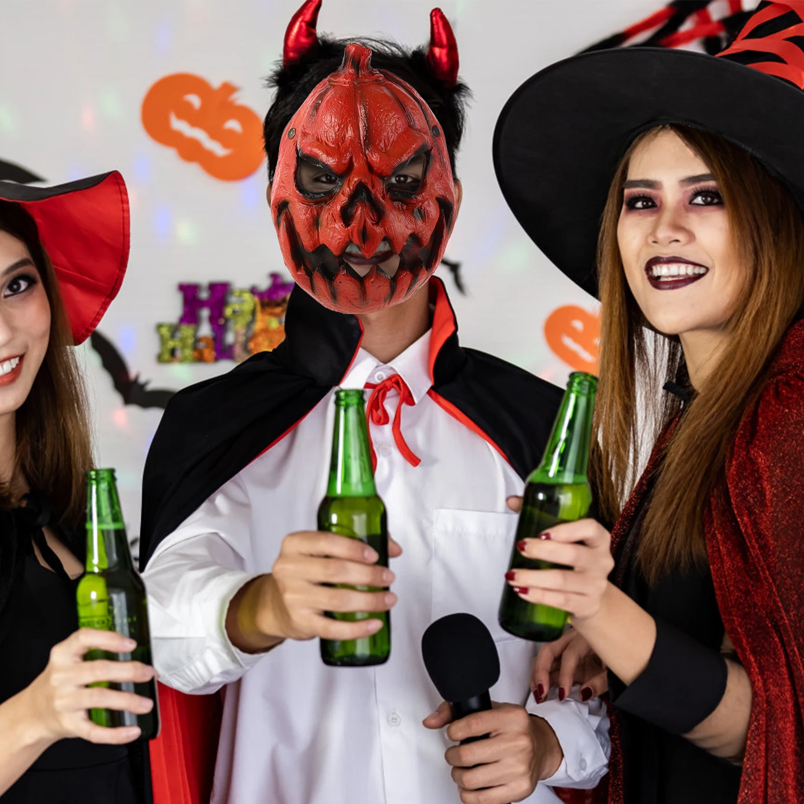 

1pc 3D Ghost Face Pumpkin Mask Pu Foam Pumpkin Mask Halloween Party Haunted House Cosplay Prop Mardi Gras Masquerade Party Props