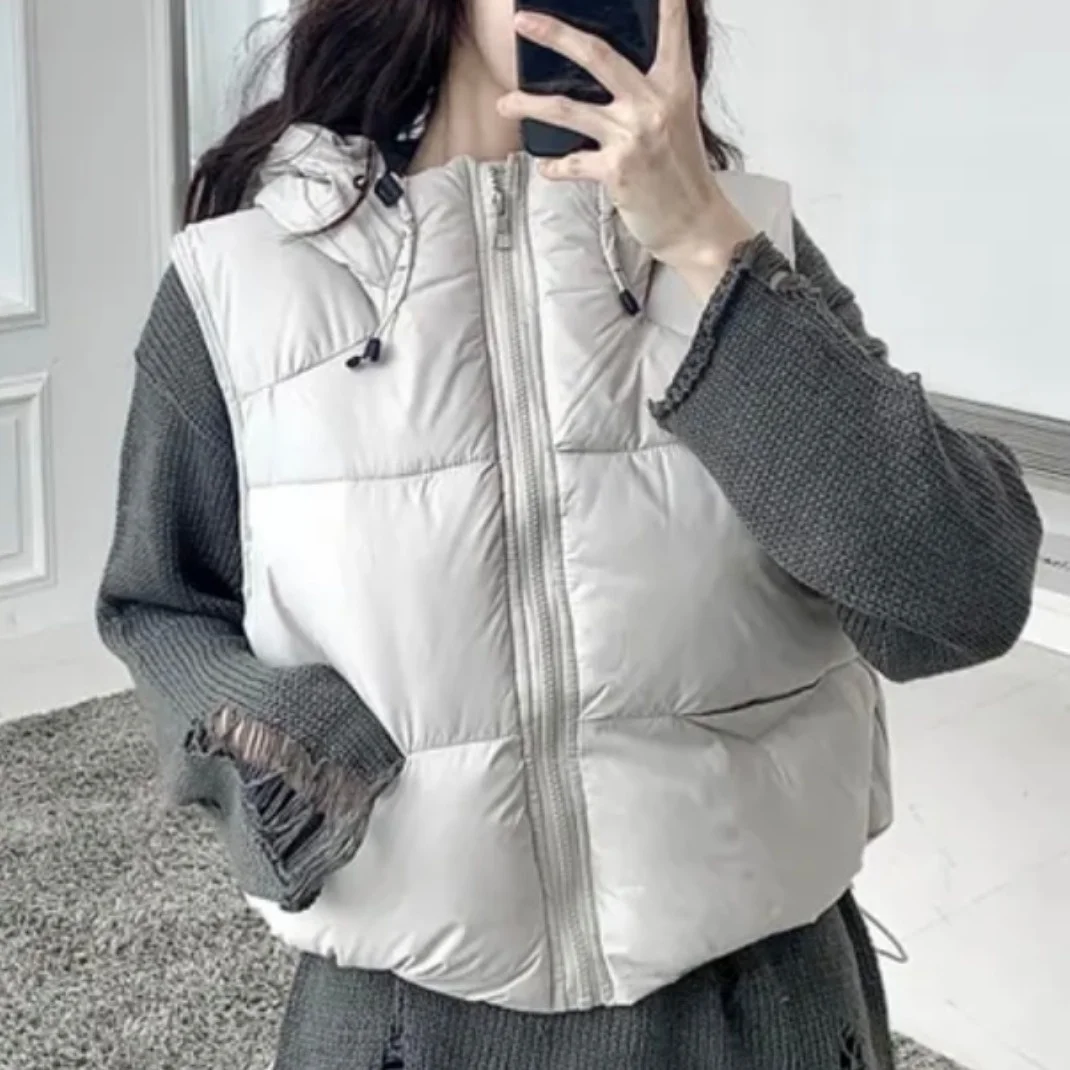 

Шикарный осенне-зимний женский жилет с капюшоном Agel Elegance, маленький размер, корейская хлопковая одежда для поездок на работу