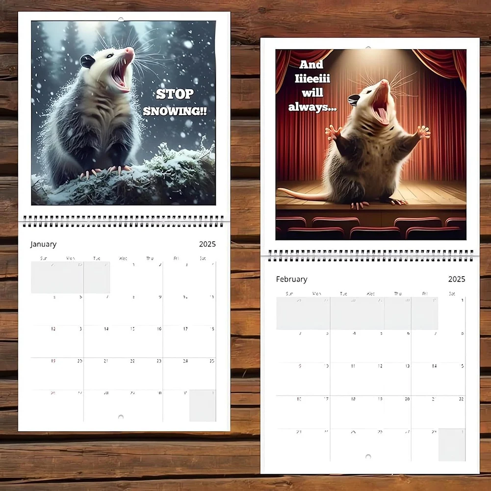2026 Calendario dei possani urlanti divertenti Gennaio 2026 dicembre 2026 Calendario Possum spesso Regalo divertente bavaglio per gli amanti degli animali
