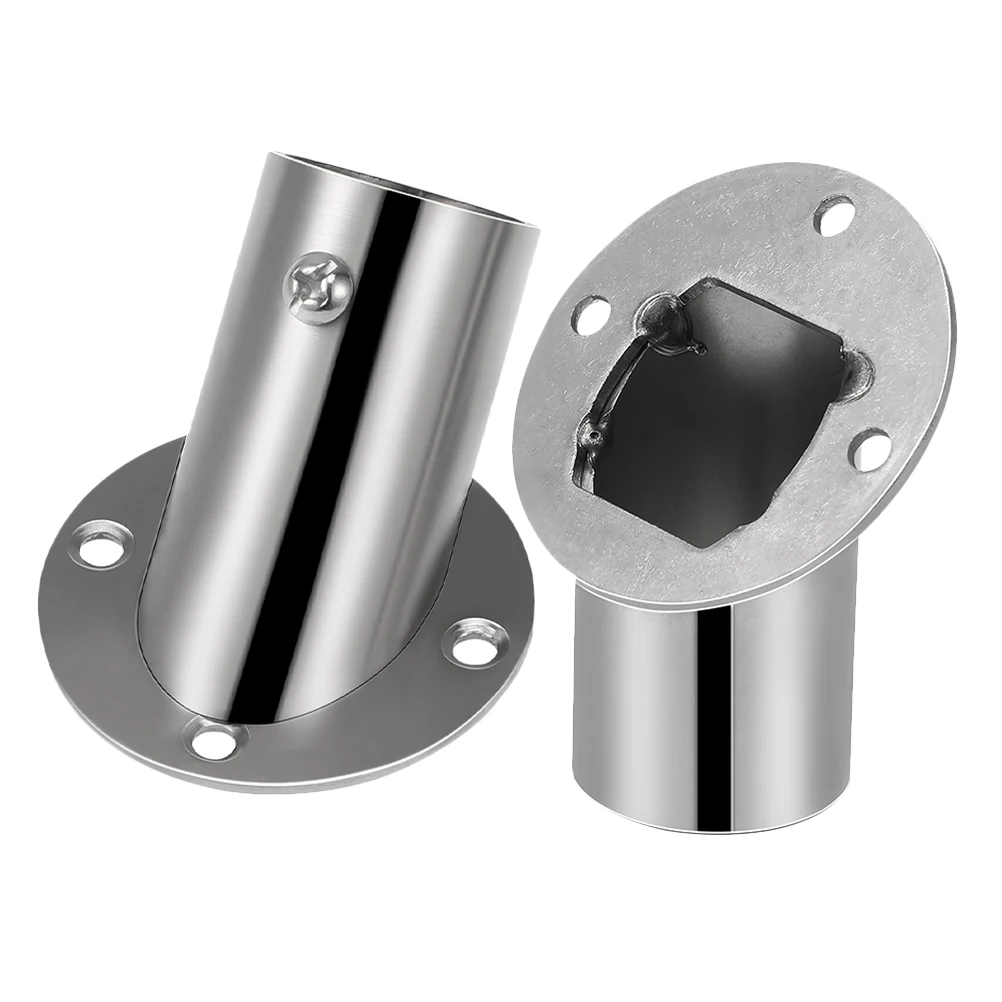 

2pcs Stainless Steel Angled Flange Base Corner Shower Curtain Rod Bracket Adjustable Towel Bar Marine Grade Railing