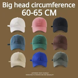 Jednokolorowe czapki baseballowe Big Head Man Miękka bawełna Plus Size Sportowa czapka Snapback Lady Duży rozmiar Czapki przeciwsłoneczne bonnet 55-59CM 60-65CM