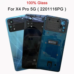 A+++ For Xiaomi Poco X4 Pro 5G Back Battery Cover Glass Panel Rear Housing Door Case Replace X4Pro 2201116PG Battery cover