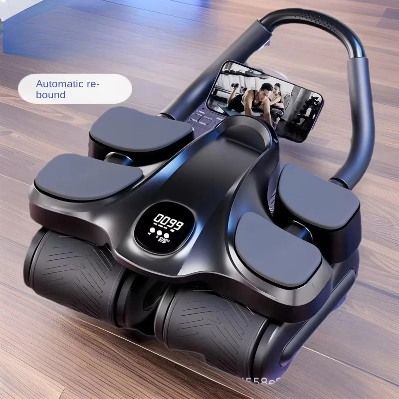 Automatic Rebound Four-Wheel Abdominal Roll Thin Belly Exercise Equipment for Men Women Household Fitness Elbow for Ab Roller