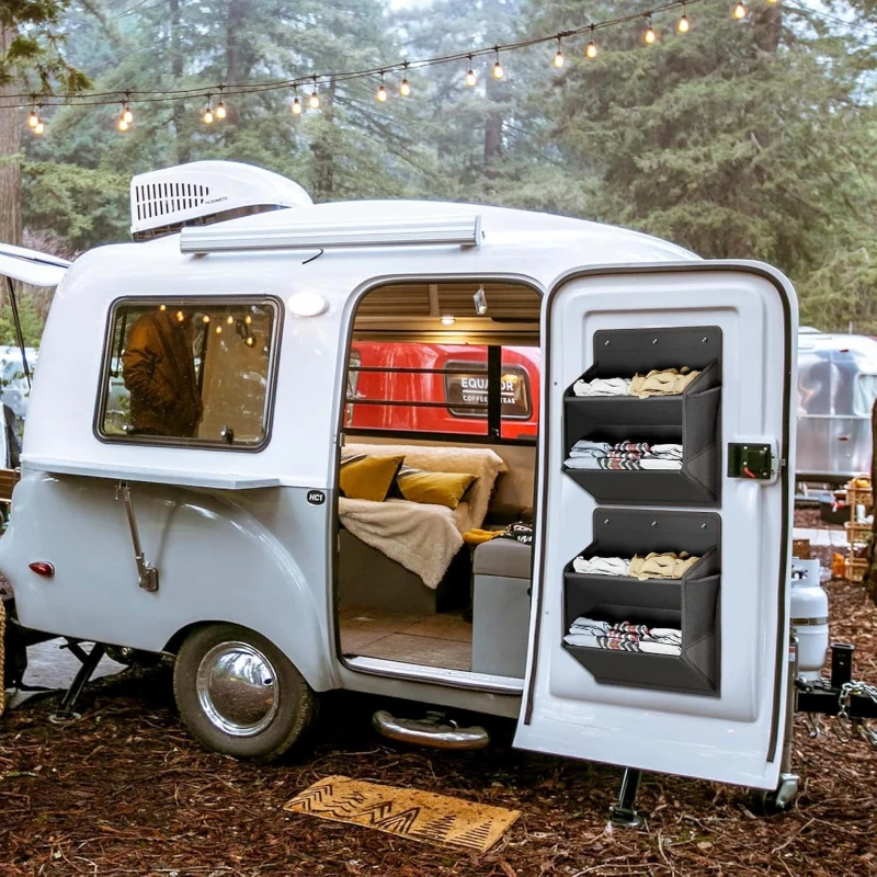 

2PC RV Shoe Storage with Adhesive Tape Door Shoe Rack with Large Deep Pockets Suitable for Campers Narrow Space Wardrobe Storage