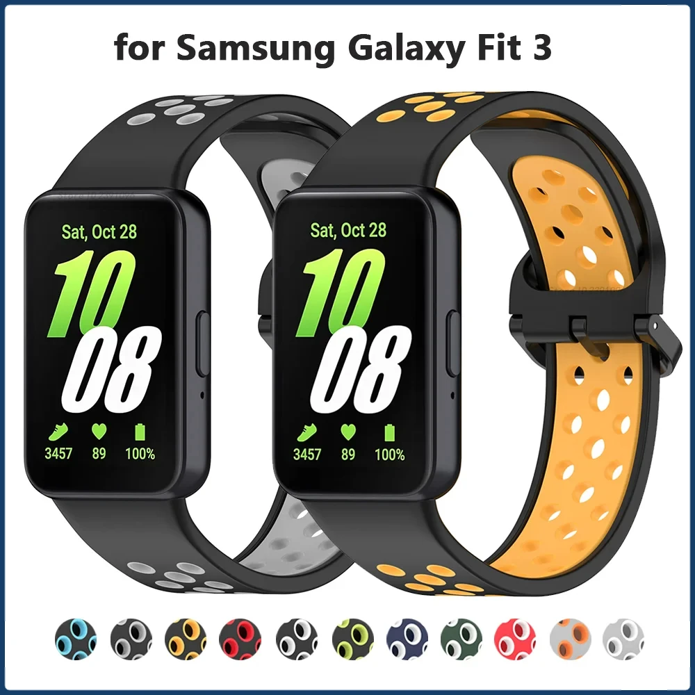 Correa de silicona bicolor para Samsung Galaxy Fit 3, repuesto de pulsera deportiva para Samsung Galaxy Fit3, accesorios