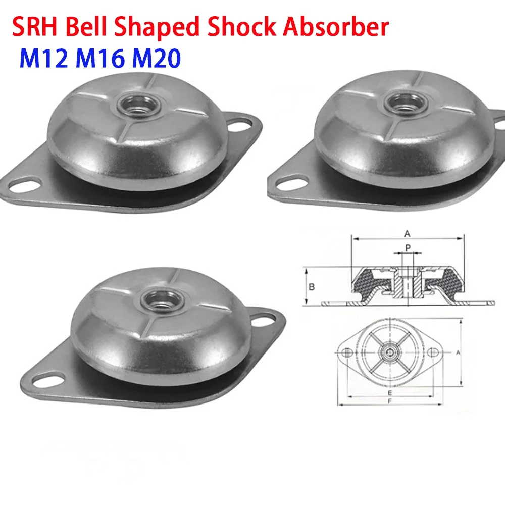 1Pcs SRH Bell Shaped Rubber Shock Absorber M12 M16 M20 Generator Water Pump Air Compressor Anti Vibration Buffer Pad Shock