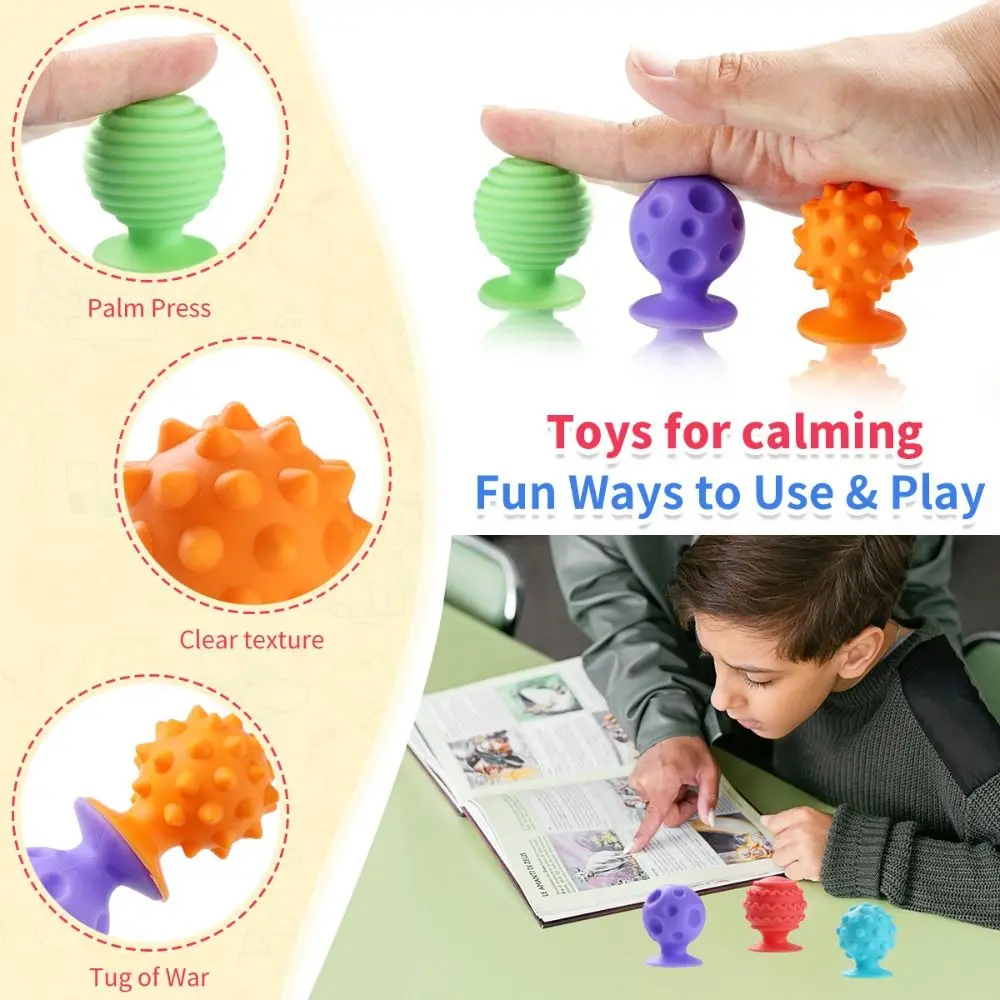 Textured Soft Worry Stone Fidget Toy Relaxing No Noise Children Sensory Stone Creative Silicone Silicone Suction Cup Toy