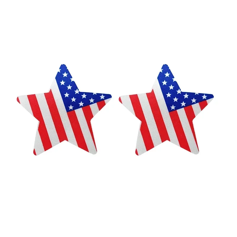 U.S. Flag Style Invisible Nipple Cover Stars and Stripes American flag Print Tape Overlays on Bra Nipple Stickers Women Girls