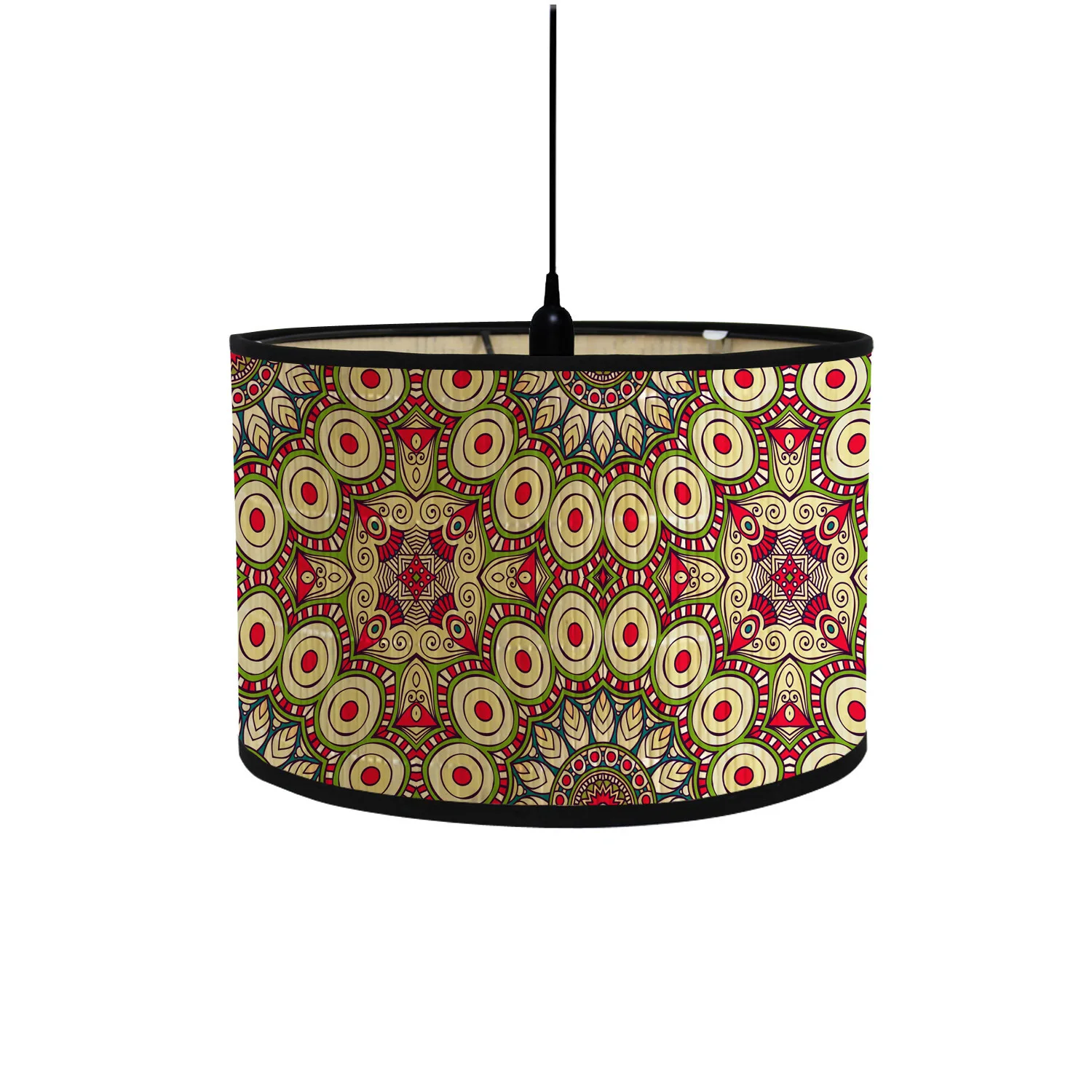 Paralume in bambù Mandala stampato E27 portalampada lampada a sospensione lampada da parete accessorio illuminazione decorazione muslimah