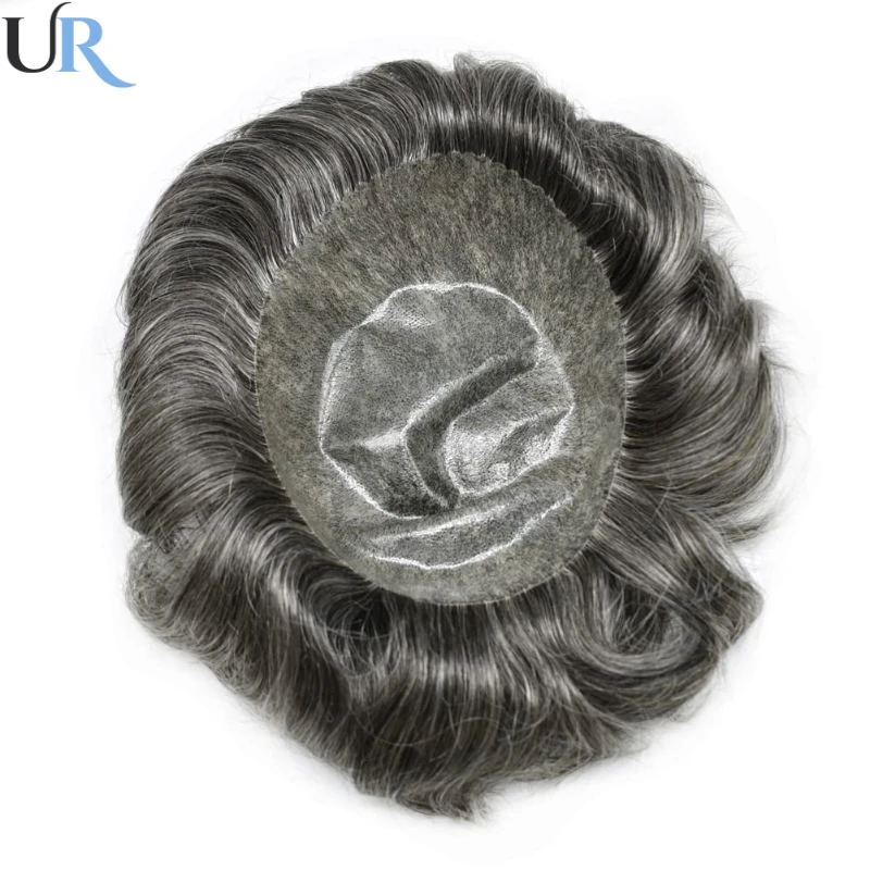 Old man 1B65 Hair 100% Human Hair System Unit Capillary Prothesis Men Durable Wigs For Men 0.1mm Full Pu Male Hair Prosthesis