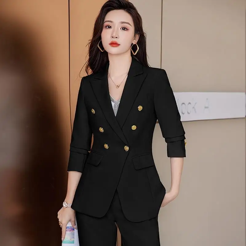 2022 Autumn The New Listing White Suit Jacket For Women's High-end Fashion Temperament Goddess Style Pantsuits 2 Piece Sets