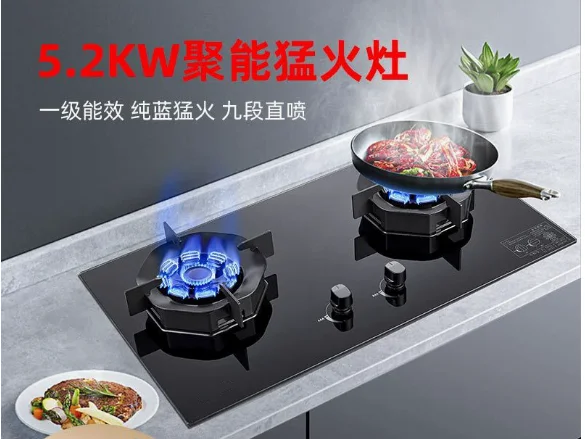 

Household kitchen full air intake strong fire natural gas stove dual stove household energy-saving and gas saving gas stove