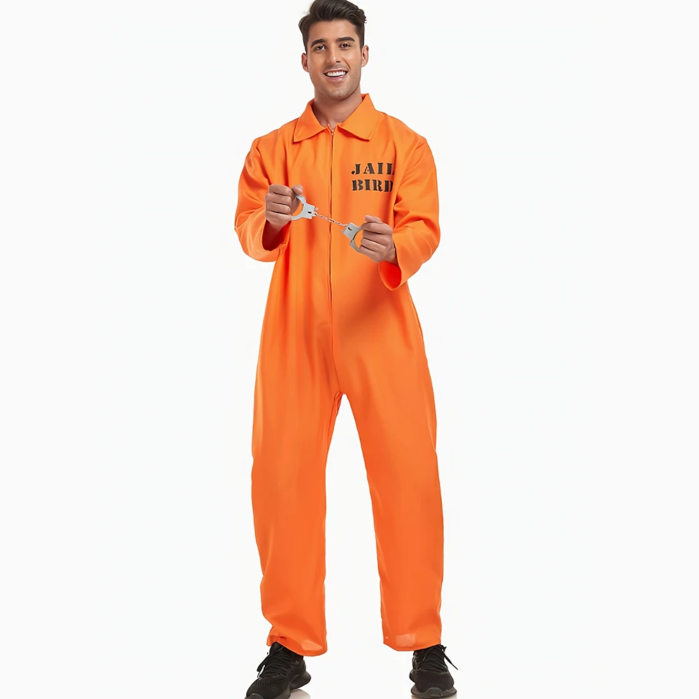 Костюм для косплея заключенного, комбинезоны для взрослых, тюремный комбинезон, костюм на Хэллоуин, реквизит, оранжевый тюремный наряд, маскарадный реквизит, униформа