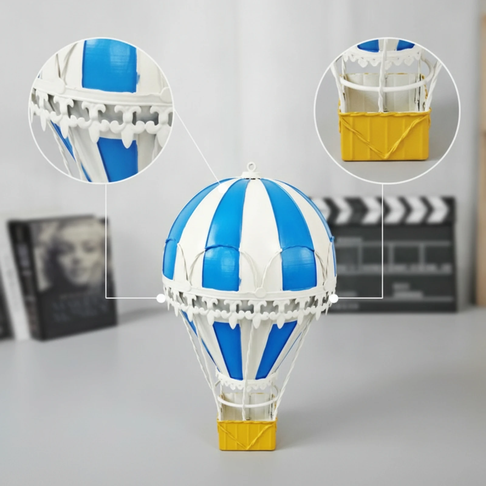 Hot Air Balloon Hanging Ornament Collectible Hot Air Balloon Ornament Gift-Ready Lightweight for Cafe, Photo Display