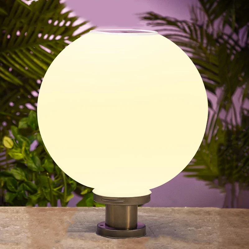 Led Solar Coluna Cabeça Luz Pátio Canto Luz da Porta Coluna Luz Gramado Jardim Bola Luz de Parede Coluna Pedra Luz de Teto 40cm