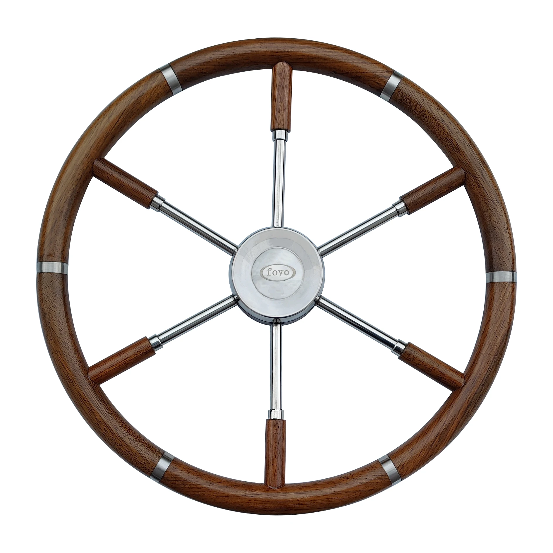 Xiamen Sunshine Marine China Wholesale 6 Spoke Teak Steering Wheel Made of Stainless Steel standard 5/8