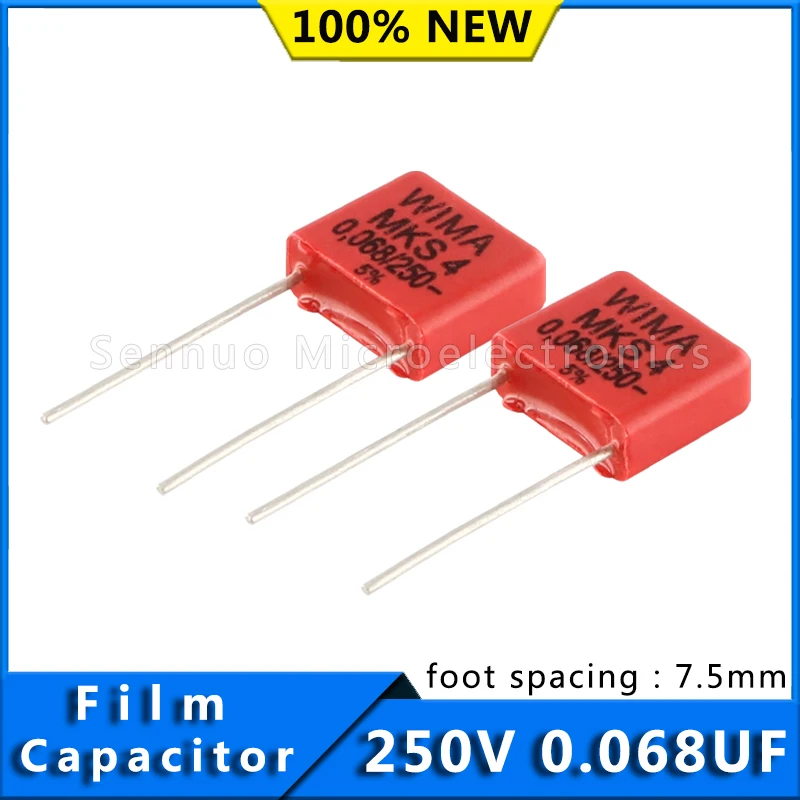 5/10pcs New German WIMA Film Capacitor MKS4 250V 0.068UF 250V 683 Pitch 7.5mm Audio Infinity Capacitor MKS4F026802C00JSSD