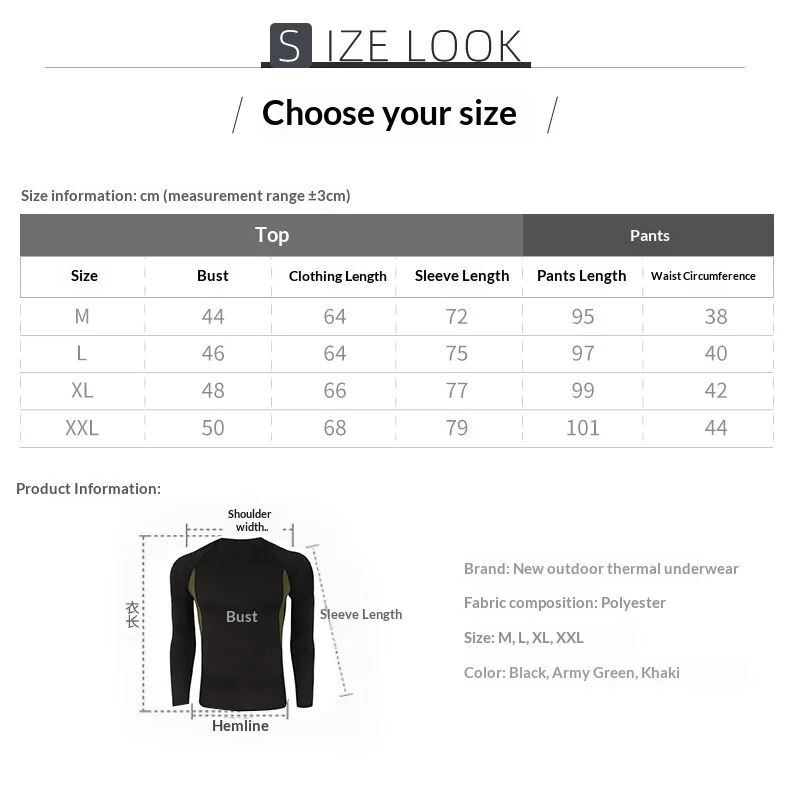 Herren Taktisches Thermo-Unterwäscheset Fleece Warm Atmungsaktiv Verschleißfest Lange Unterhose Outdoor Sport Winter Basisschicht Oberteil Hose – Detail 1