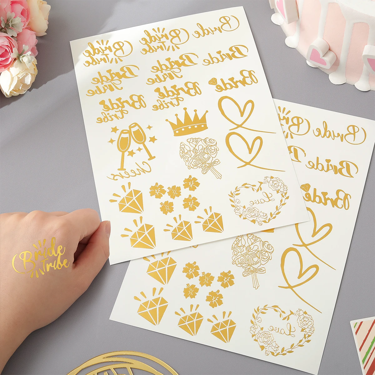 Bride wedding bachelor party tattoo team bride to be gilded sticker