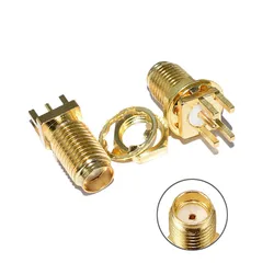 50PCS Gold SMA Female SMA-KE Jack Solder PCB Clip Edge Mount Straight RF Adapter Connector 18mm