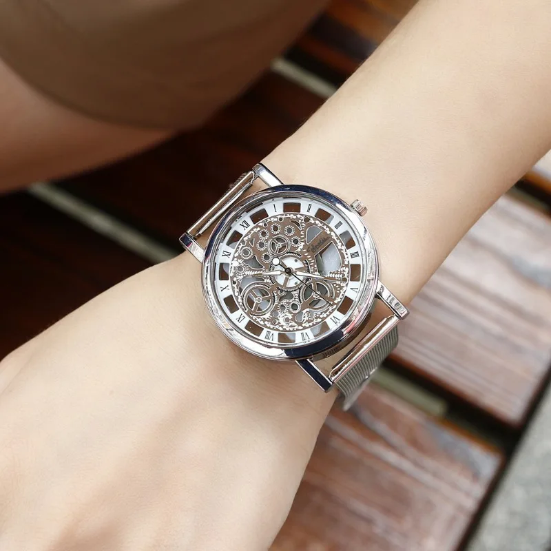 

Модные повседневные мужские часы с полым ремешком, часы без механического выражения, часы для пар для мужчин и женщин, Relogio Masculino