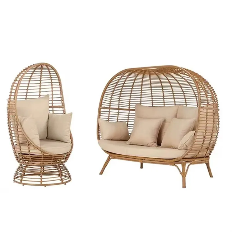 

Wicker Aluminum Metal Frame Outdoor Swing Egg Chair Waterproof Patio Basket Garden Sofa Set