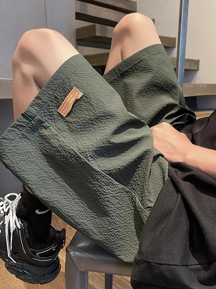 

plus Size Bubble Ice Silk Men's orts Qui Dry Lightweight Casual Beach Pants Summer Faion Brand Spttax Straight Leg