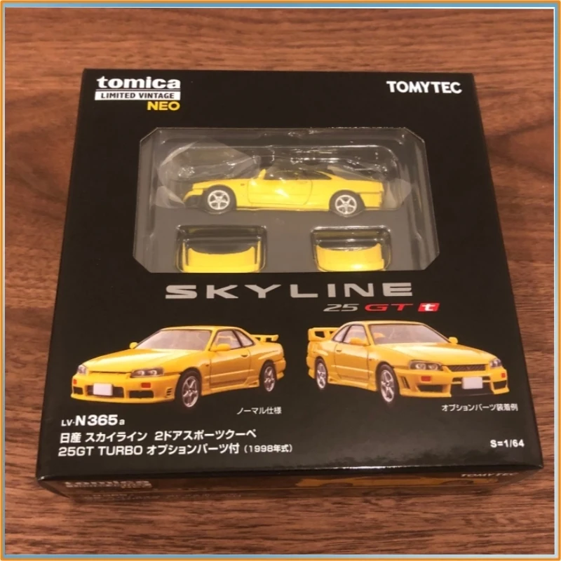 Tomica TLV LV-N365a Nissan Skyline 25GT-T ER34 Amarelo 1:64 Miniatura de Carro Die-Cast Brinquedo Presente