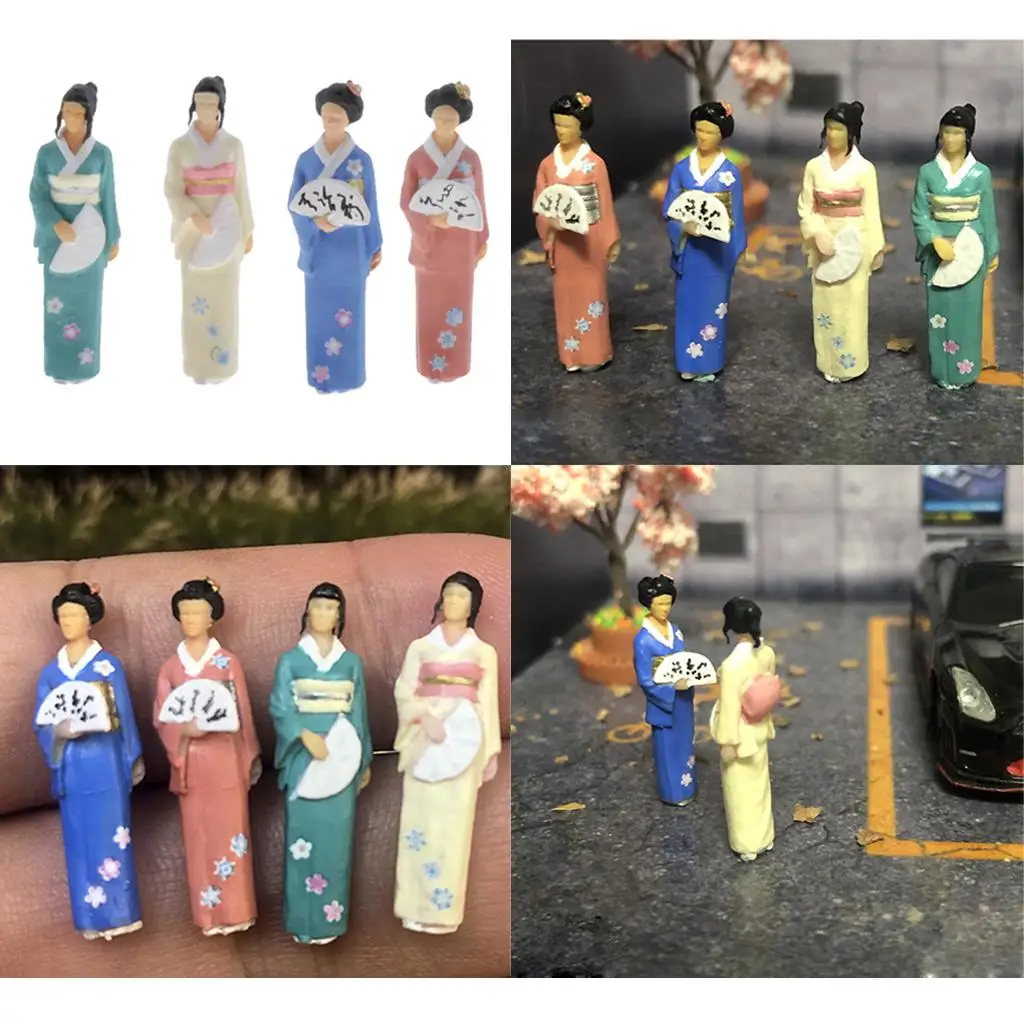 1/64 Japanese Women Mini Figure PVC People for Matchbox Sand Table Group