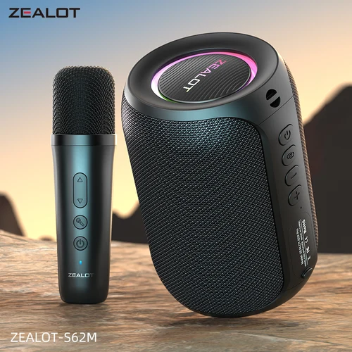 Máquina de Karaoke ZEALOT-S62M, sistema de altavoces portátil Bluetooth 5,3 con 1-2 micrófonos inalámbricos, regalos para festivales familiares en el hogar