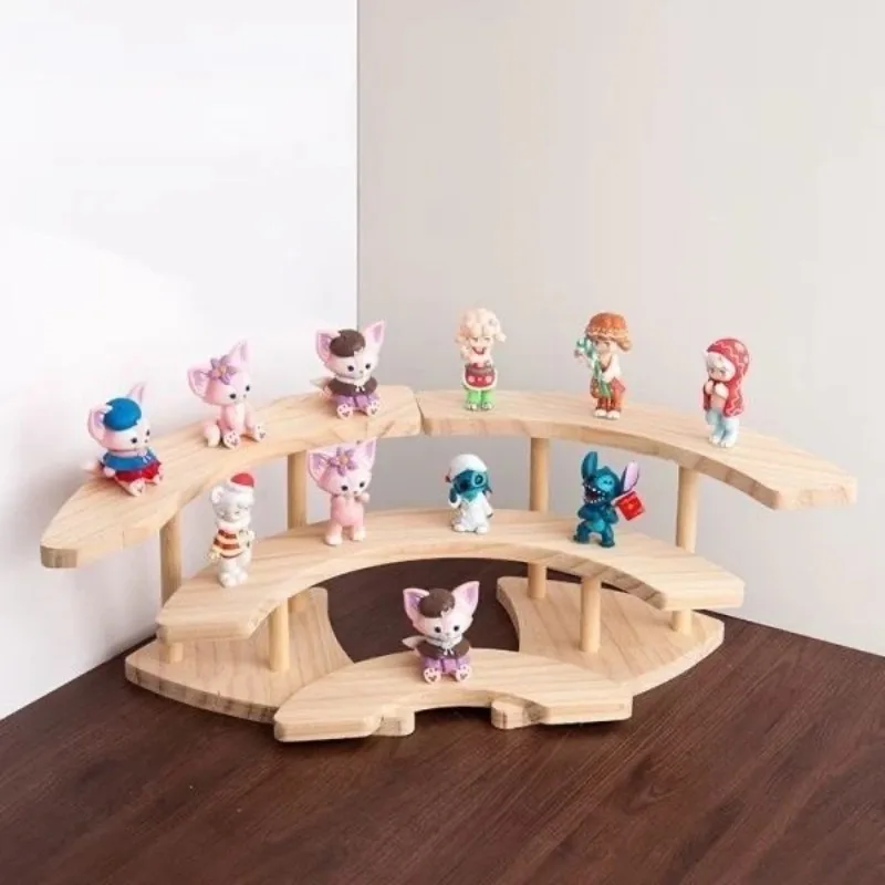 Wooden Decorative Showcase with Adjustable Shelves, Desktop Storage Stand for Collectibles Tea Ware, Multi-Layer Organizer