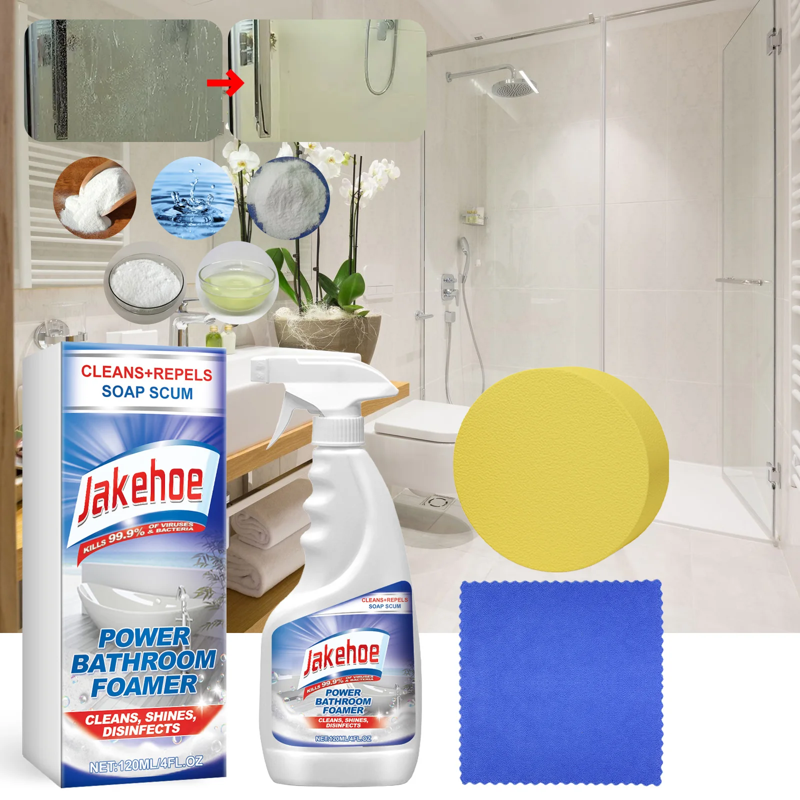 Bathroom Foam Cleaner Remove Mold Descaler Stubborn Stain Cleaner Shower Head Rust Mirror Polishing Multi Purpose Foam Cleaner