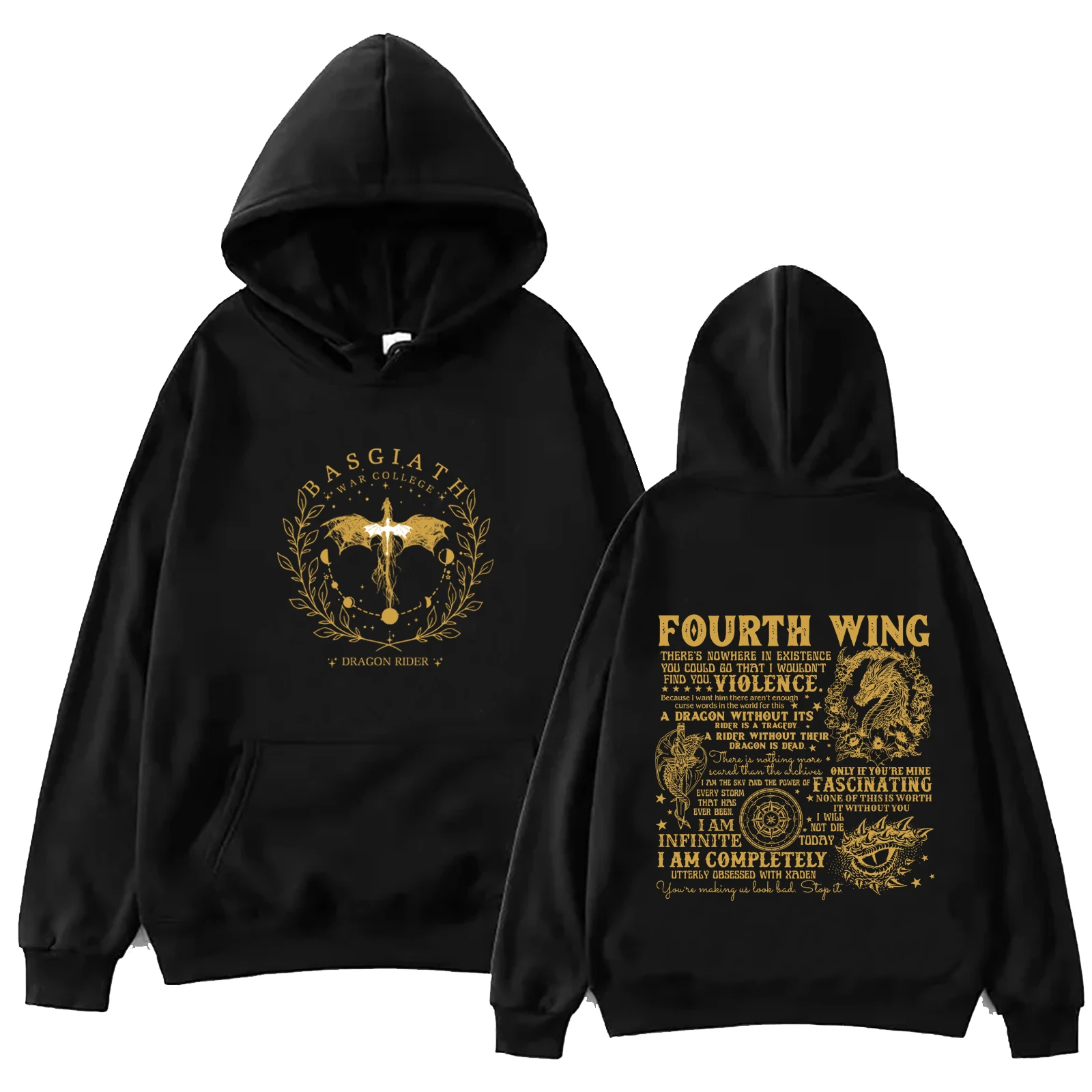 Basgiath War-Sudadera con capucha para hombre y mujer, suéter de manga larga con estampado universitario, Estilo Vintage, primavera y verano, 2024