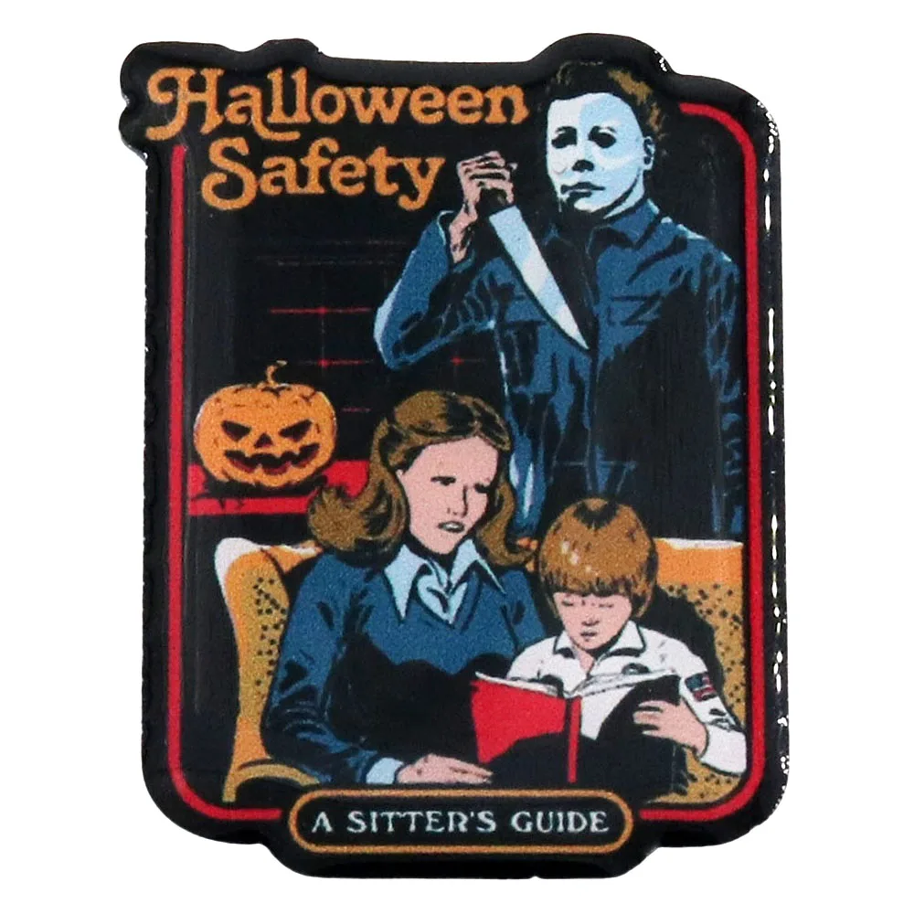 Michael Myers-Brooch Halloween Safety A Sitter Guide Badge Horror Movie Killer Lapel Pin