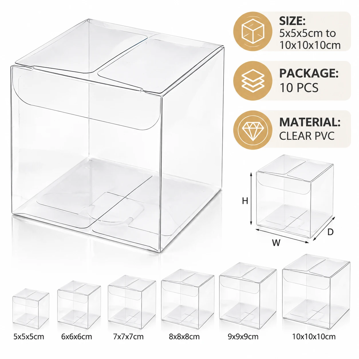 Event Party Box - 10-50Pcs Square Clear PVC Foldable Display
