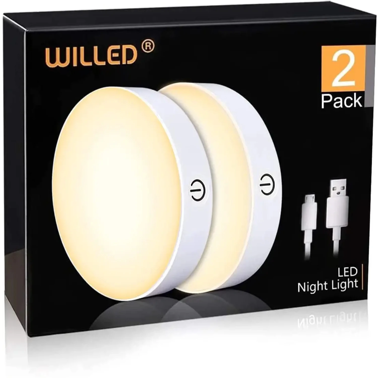 Luz de disco LED - Luzes noturnas de luz quente regulável recarregável USB para quarto, armário, cozinha, armário, guarda-roupa - Lig elegante