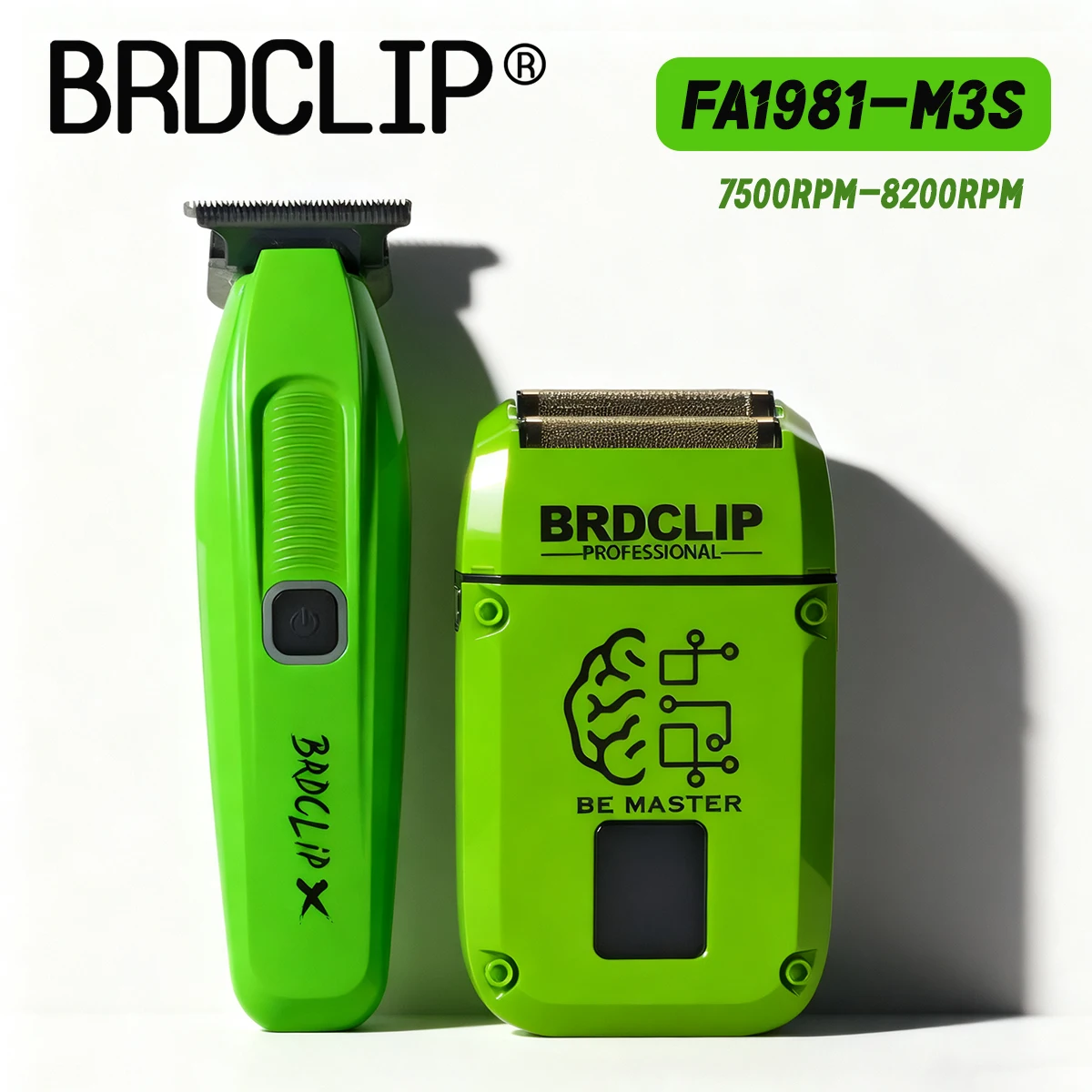 

Профессиональная машинка для стрижки волос BRDCLIP FA1981 M3S, 2 шт., 7500 об/мин, 8200 об/мин, DLC, цельнометаллическая, 0 лезвий, светодиодный дисплей, бритва для мужчин