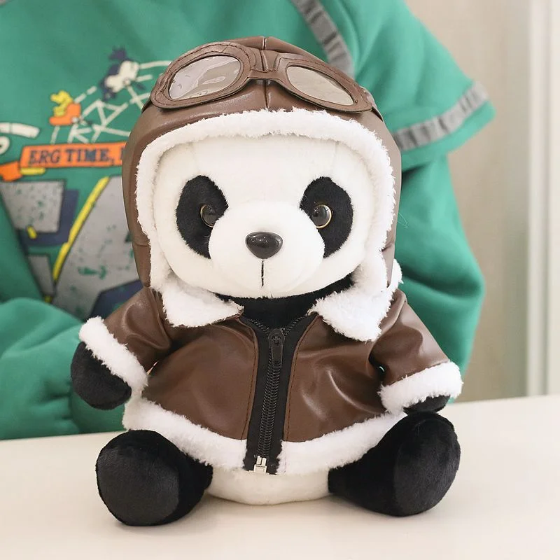 

Stuffed 27cm Cute Pilot Panda Soft Removable Doll Plush Toy for Kids Fans Birthday Holiday Gifts Collect XMAS Room Decorate
