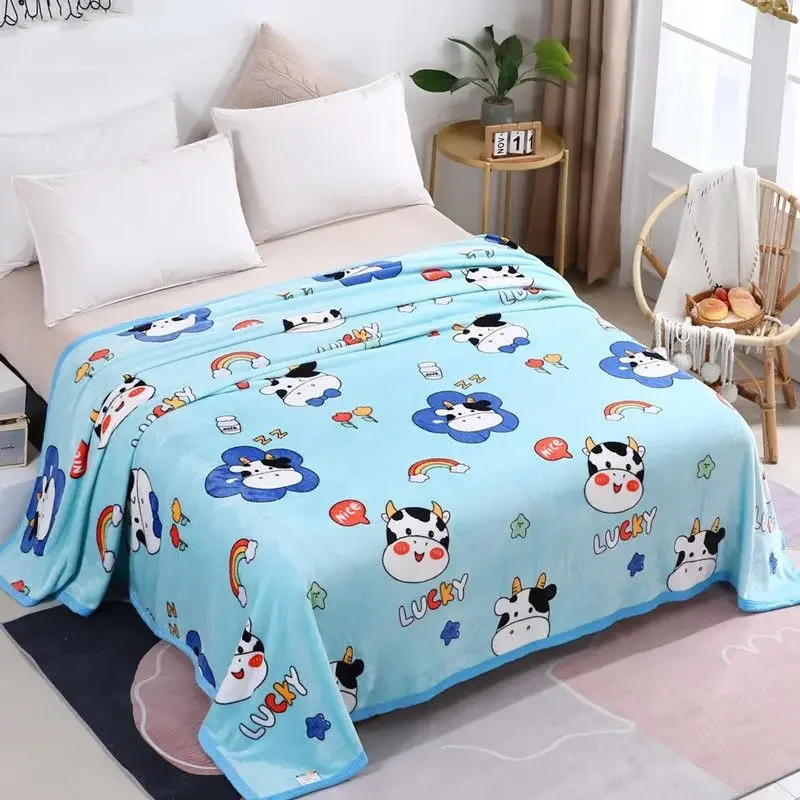 Winter Air-conditioning Blanket Thickened Flannel Blanket Single Quilt Black and White Zebra Pattern Sheet Sofa Cushion Blanket