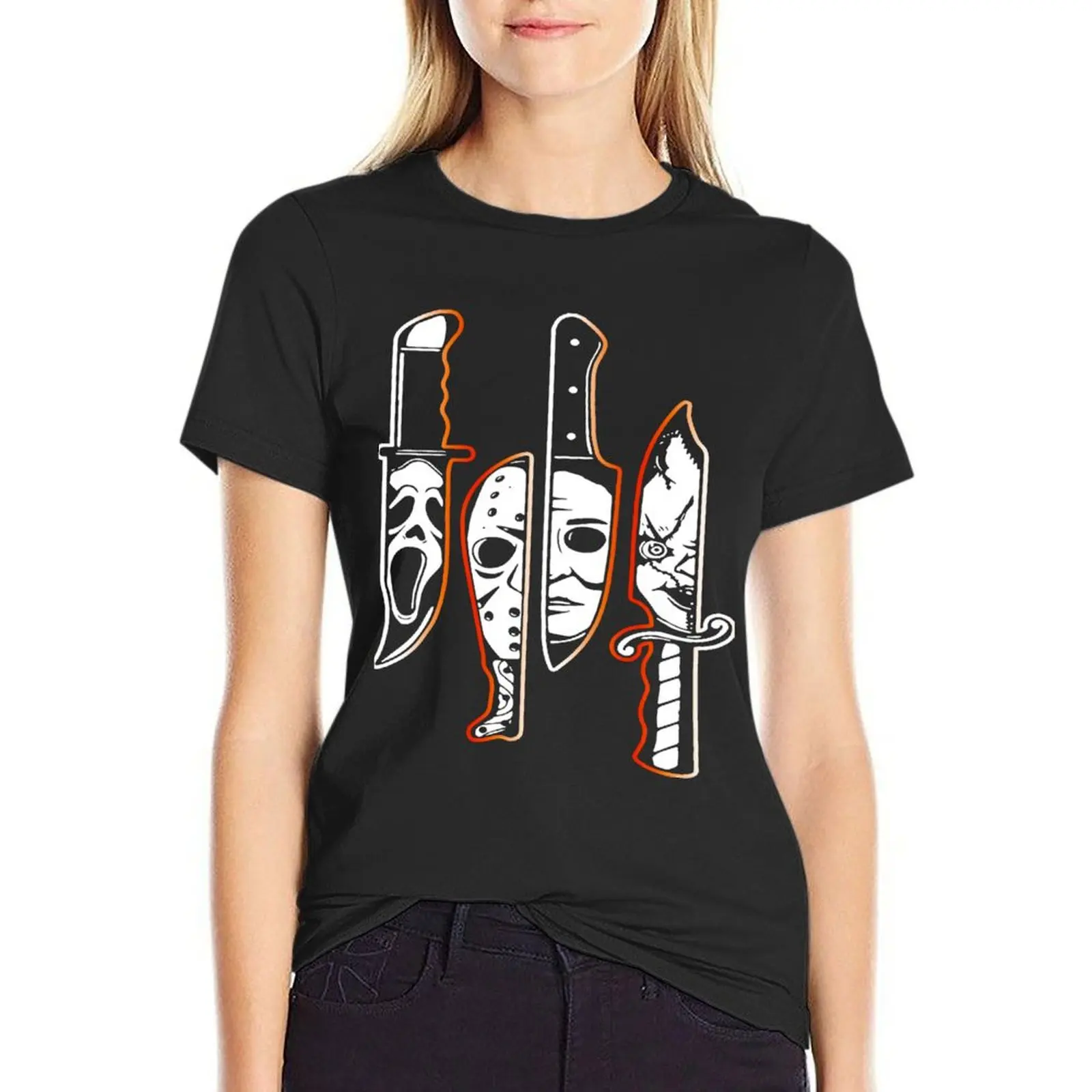 Characters In Knives 6982 T-Shirt blacks Blouse sweat new edition tight shirts for Women