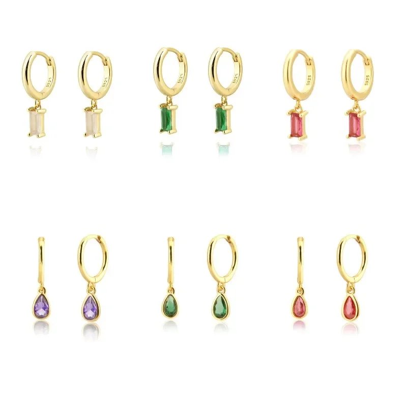 Color Pendiente Geometric Square Rainbow Drop Hoop Earrings for Women Party Youth Jewelry Birthday Gift Accessories 2024 Trend