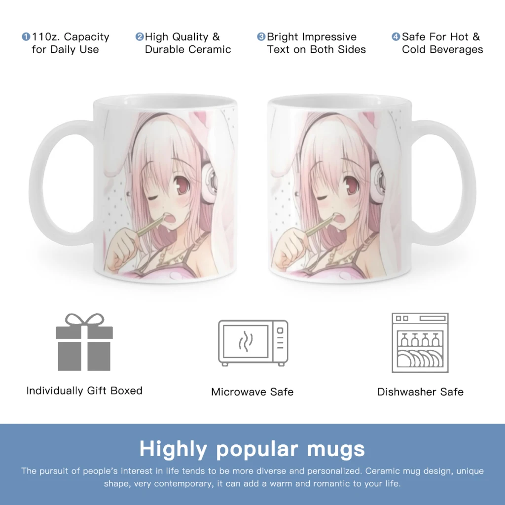 

Super Sonico Manga Free shipping Coffee Cups Ceramic cups creative cups and cute mugs Personalized Gift Cup For Tea