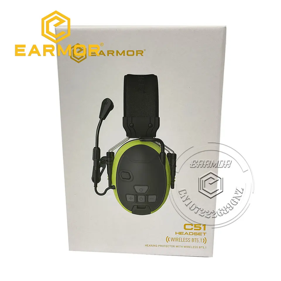 EARMOR C51 Wireless Bluetooth voice pickup and noise reduction headset Tactical communications headset shooting earmuffsNRR26