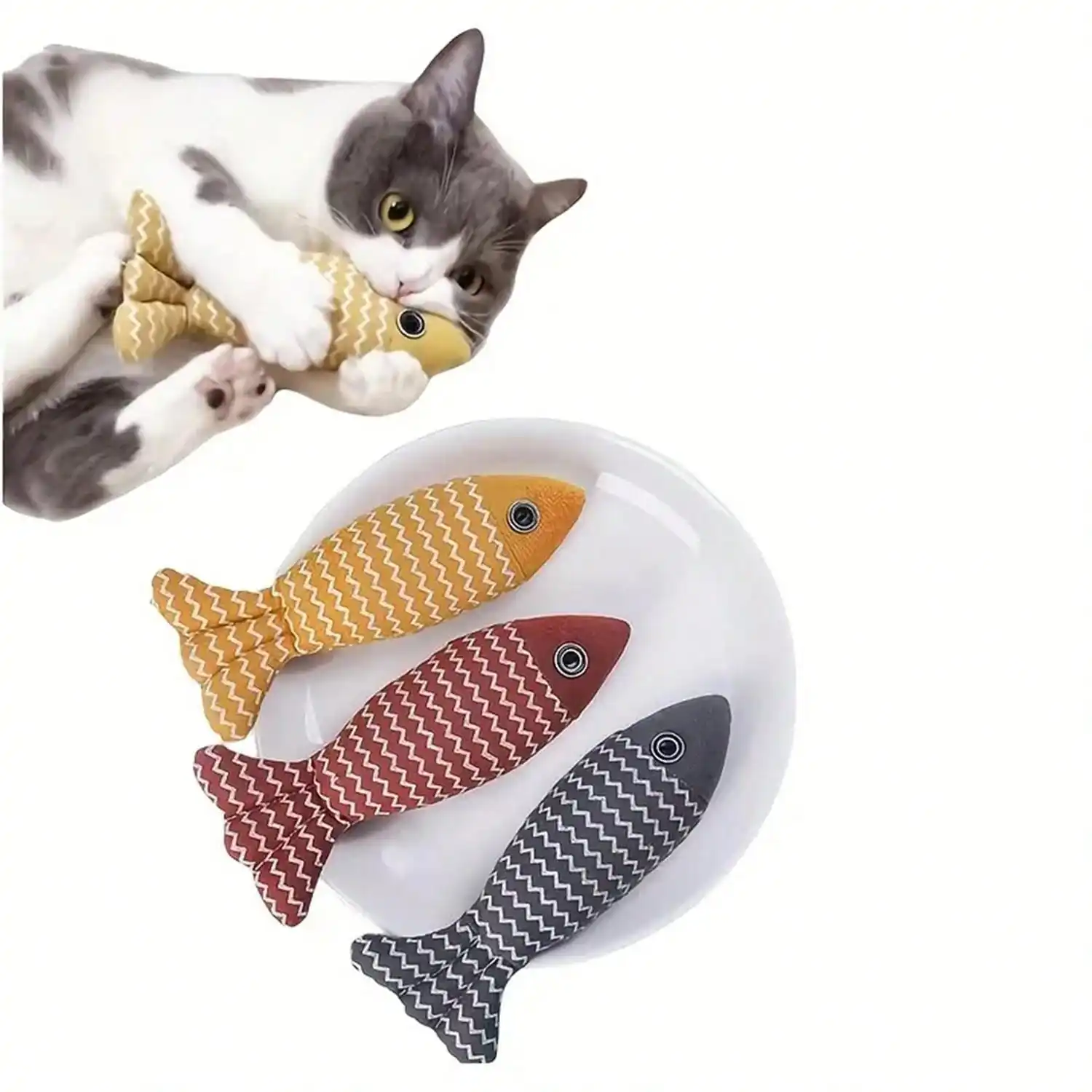 1pc Katze Spielzeug Selbst Hallo Relief Pfefferminze Leinen Simulation Fisch necken Katze Schleifen Stick Baby Katze